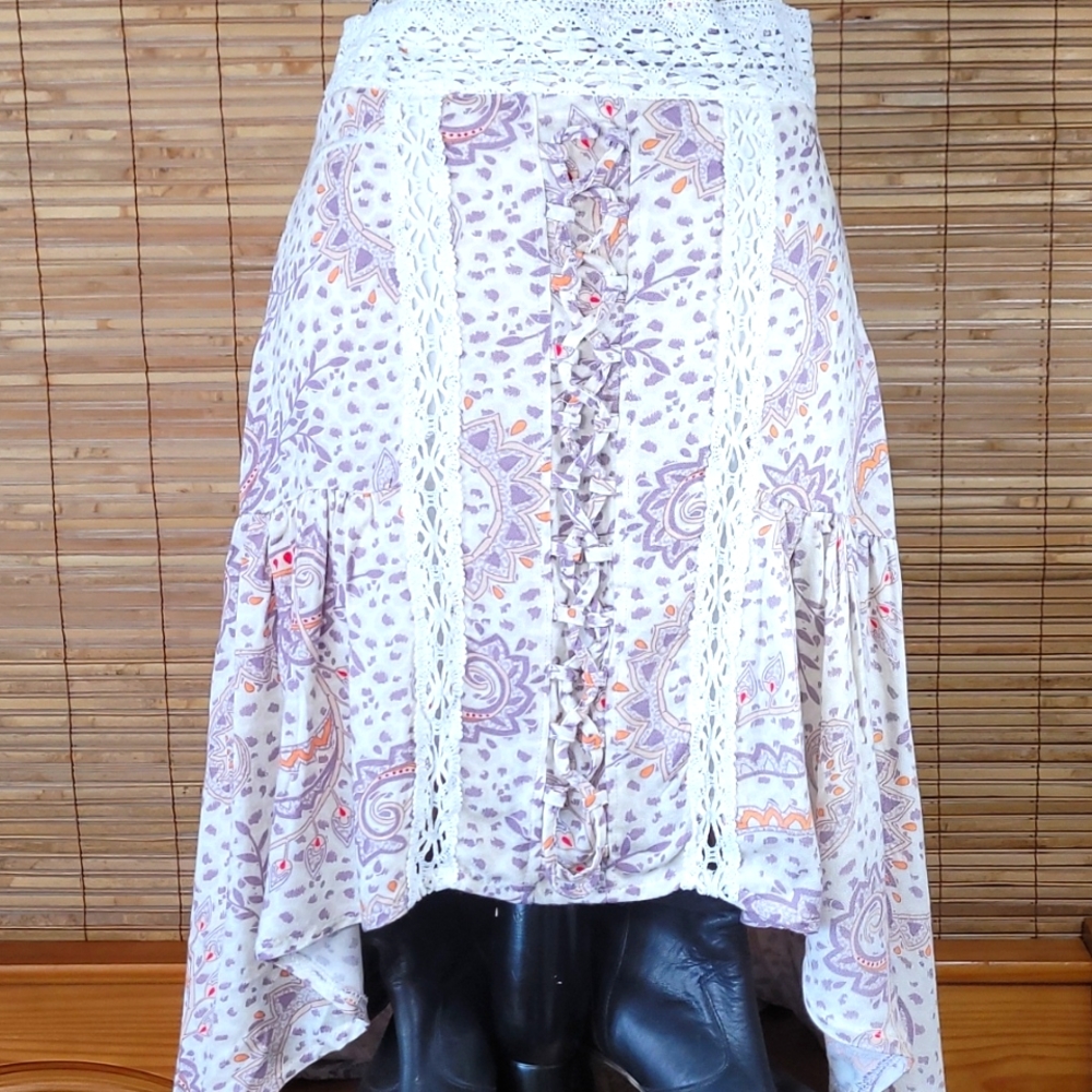 Super Feminine Pastel Vintage Havana Prairie Skirt
